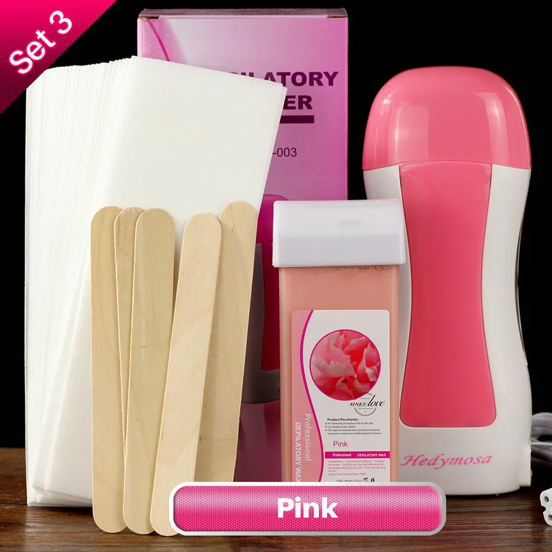 Set3 Pink Hedymosa брендовая Вощеная Машинка для удаления волос, депиляция, электрическая эпиляция, эпилятор для лица и тела, для бритья женщин, 110 В/220 В - Цвет: Set3 Pink