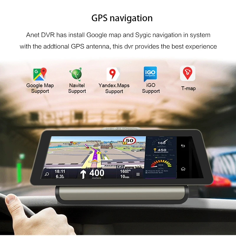 Автомобильный видеорегистратор ANSTAR 4G, 10 дюймов, 1080 P, камера Android 5,1, gps навигация, Автомобильный видеорегистратор ADAS с двумя объективами, дистанционный монитор, камера ночного видения