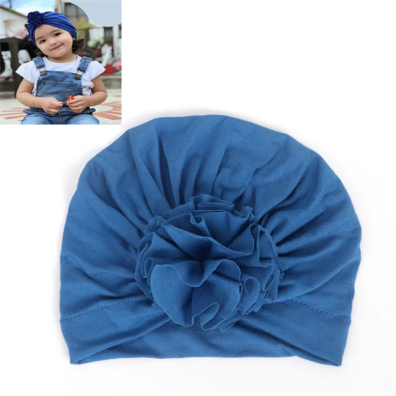 New Fashion Flower Baby Hat Newborn Elastic Turban Hats for Girls 10 Colors Cotton Infant Beanie Cap 1 PC | Детская одежда и обувь