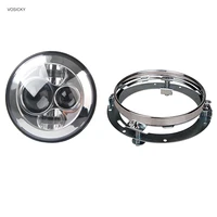 1 piece 7 inch round led headlights led with 1 pcs bracket ring motorcycle headlamp headlight assembly