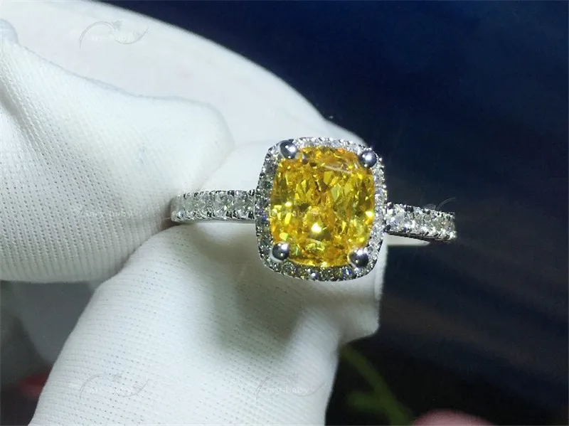 Камень кольцо 925 пробы Серебряная Подушка cut 3ct AAAAA Циркон cz обручальное кольца для