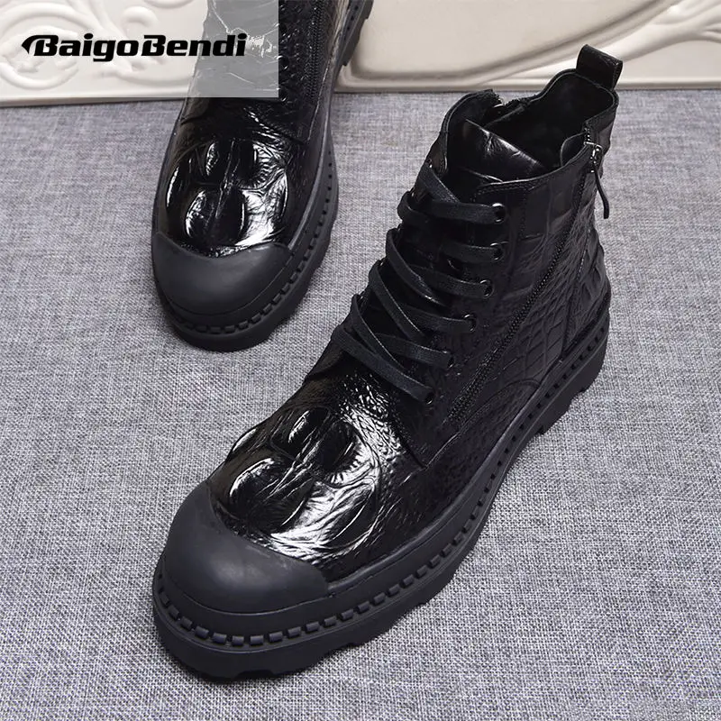 Super Recommand! Hight End Lace Up And Zip Men Work Fashion Boots Man Round Toe Cool Winter Genuin Leather | Обувь