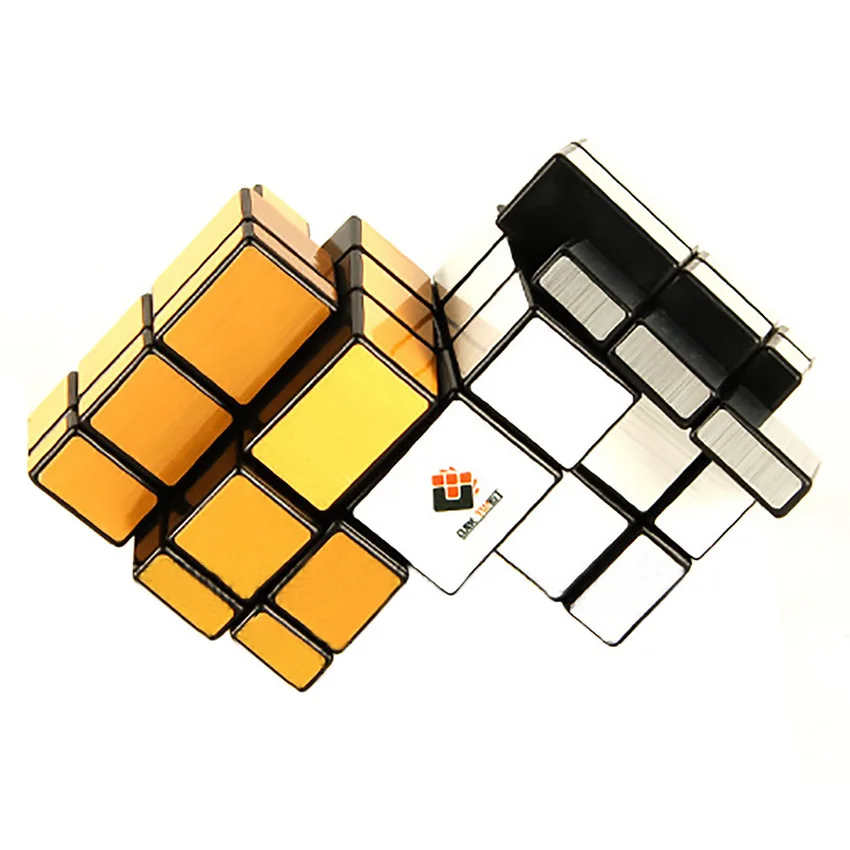 

oMoToys CubeTwist Siamese Conjoined Double Mirror 3x3x3 Magic Cube Bump Cube Silver/Gold