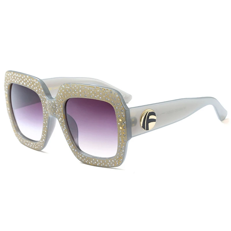 Женские солнцезащитные очки BELMON брендовые дизайнерские большие со стразами UV400 с