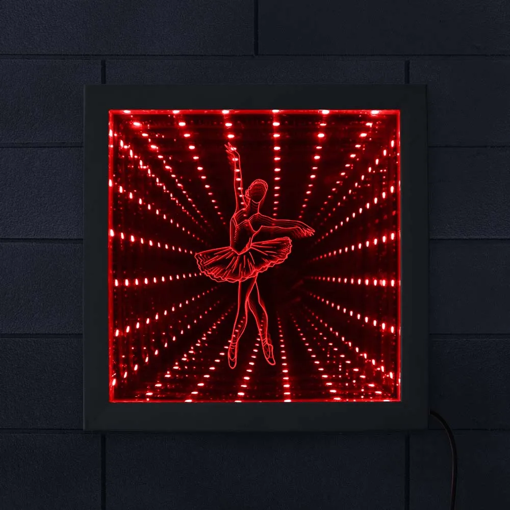 Балерина светодиодный бесконечное зеркало меняющее цвет танцовщица освещенная