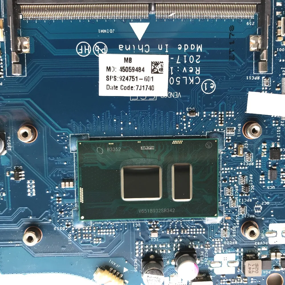 CKL50 LA-E801P для hp 15-BS Материнская плата ноутбука 924751-601 с i5-7200U 2,50 ГГц Процессор DDR4 Оперативная память протестированы