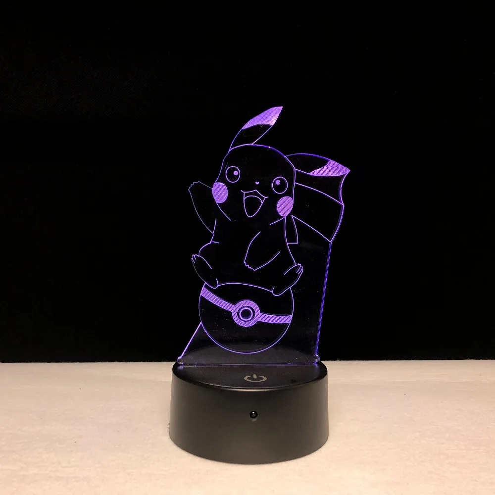 Мультяшная фигурка Покемон игра Пикачу шар 3D лампа USB светодиодный ночник Иллюзия для настроения освещение домашний декор Детская Подарочная игрушка