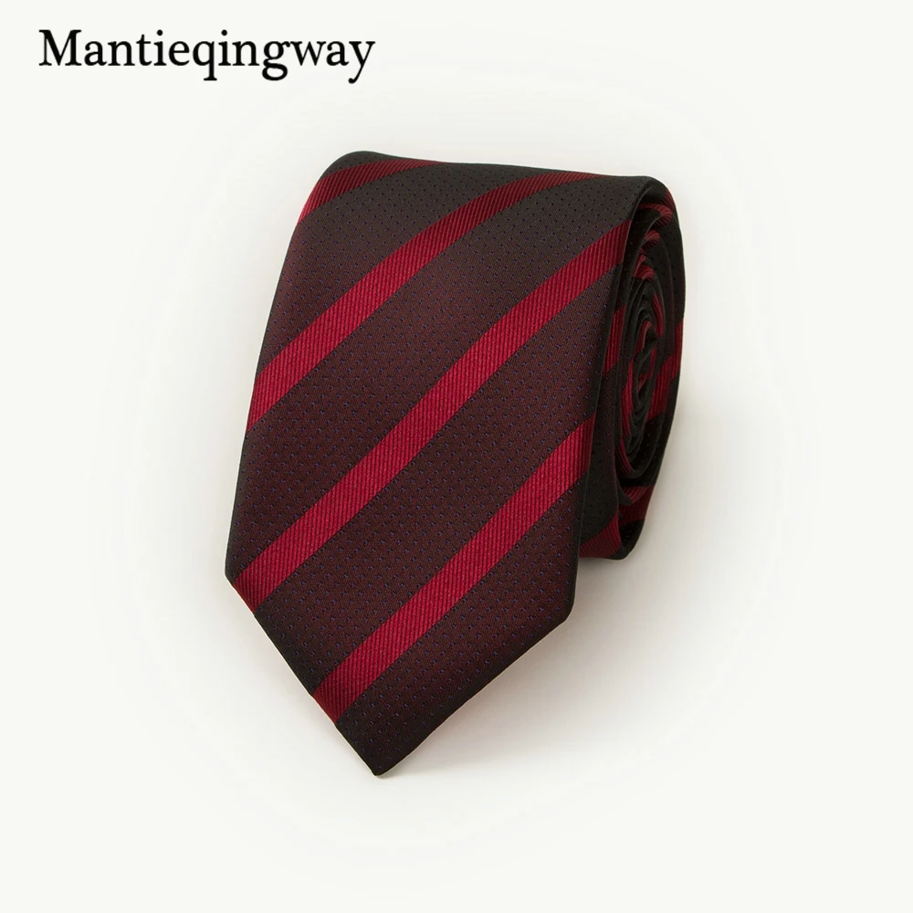 Mantieqingway 6 см галстук из искуственного шелка Узкий Gravata классические полосатые