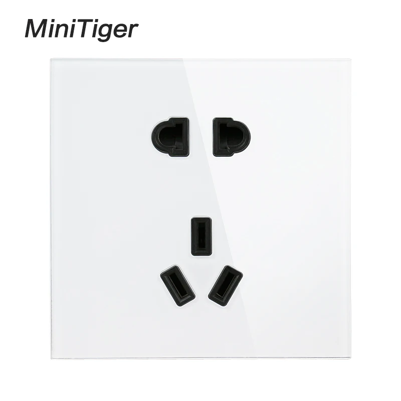 Minitiger 10A модная настенная электрическая Силовая розетка 5 отверстий Белый