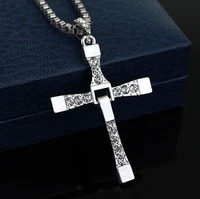 fast furious necklace dominic toretto rhinestone cross pendant chain necklaces men fashion jewelry