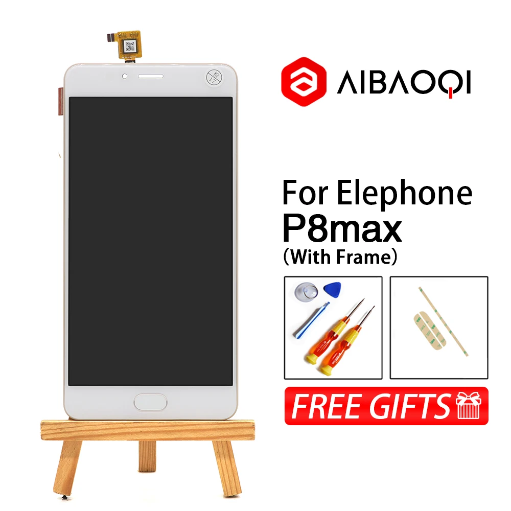 AiBaoQi 5,5 дюймовый сенсорный экран+ 1920X1080 ЖК-дисплей+ рамка+ сборка отпечатков пальцев для Elephone P8 Max