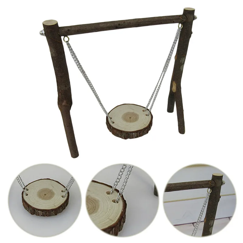 Мышь попугай птица Кошка Хомяк деревянные подвесные качели игрушки с