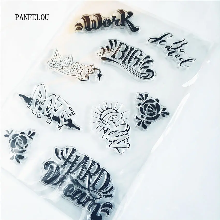PANFELOU Art words Transparent Clear Silicone Stamp/Seal DIY scrapbooking/photo album Decorative clear stamp sheets | Канцтовары для