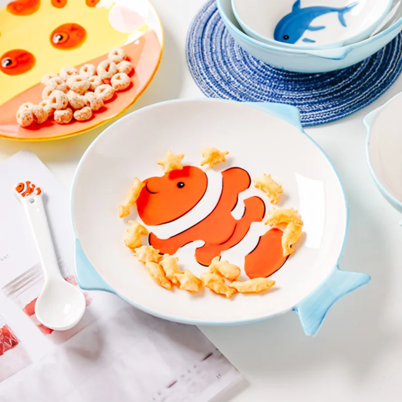 Милые картонные блюда 4 дизайна панда Дельфин Клоун Рыба Жираф фарфоровые