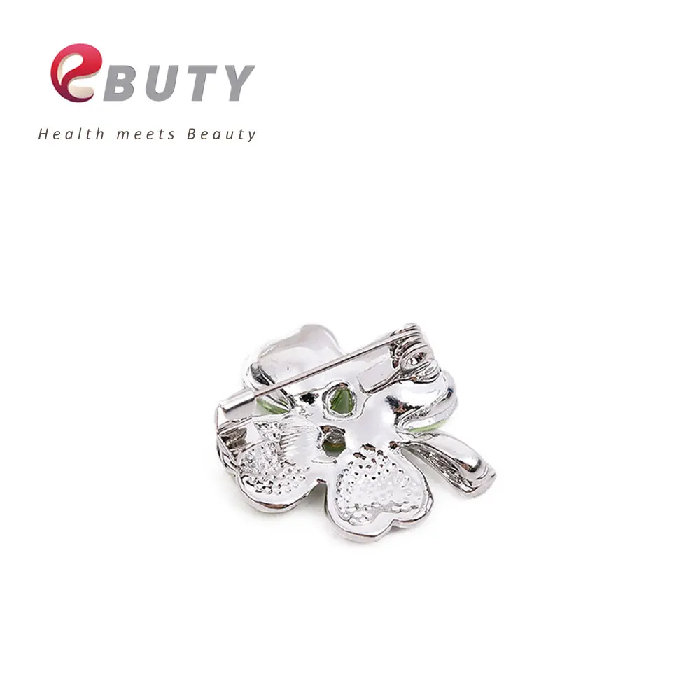 Ebuty Винтаж Оливковое Брошь Зеленый Клевер Стразы Хрустальный цветок Jewlery Шпильки