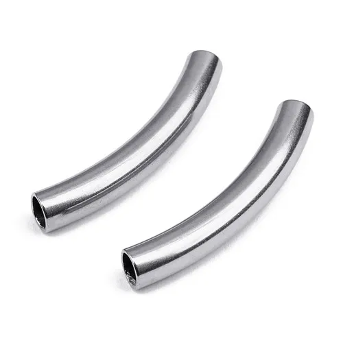 tube beads SAUVOO 10 шт серебристого цвета из нержавеющей стали Изогнутые бусины 6*40 мм для DIY браслета ожерелье ювелирных изделий фурнитура Аксессуары - Цвет: tube beads