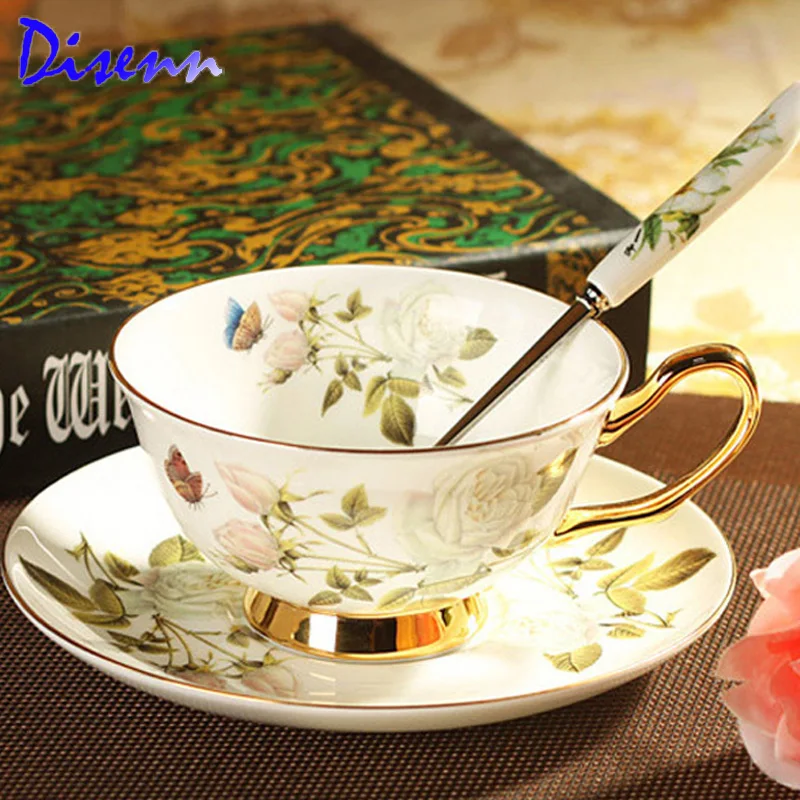 Высококачественные костяно китайские кофейные чашки и блюдца 200 мл однослойные