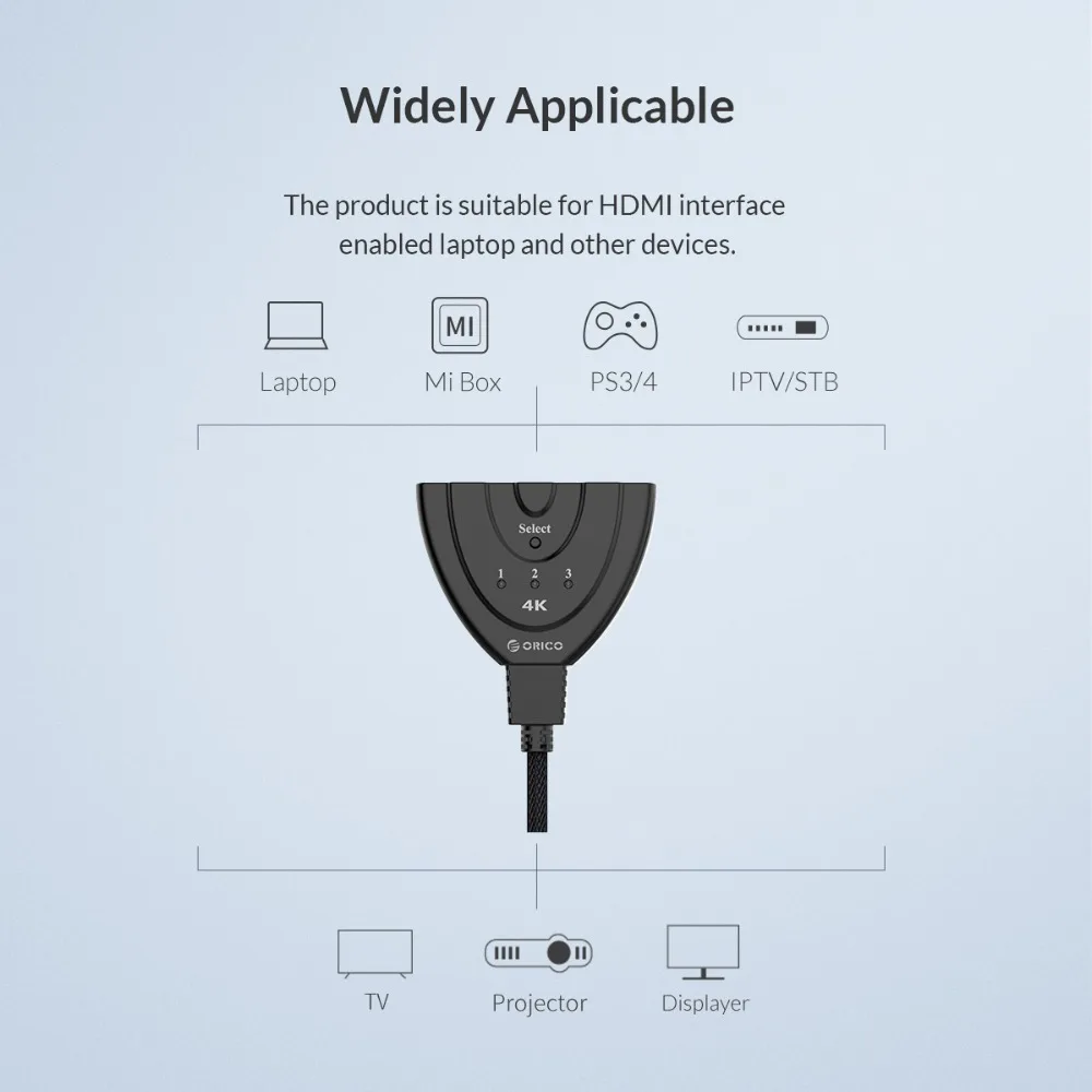 Кабель адаптер ORICO 3 порта s разветвитель 4K60Hz 30Hz переключатель в 1 порт HDMI