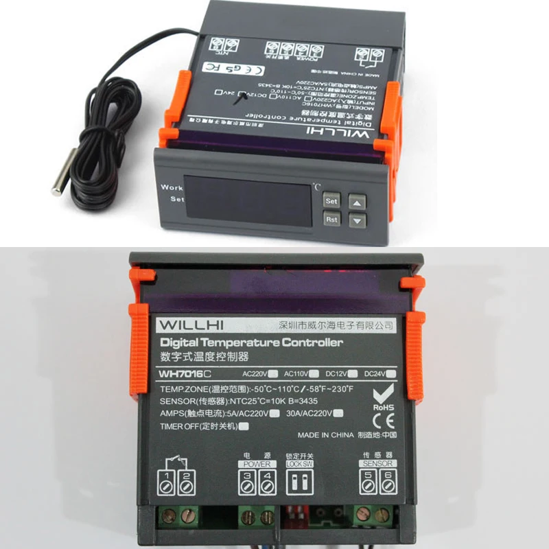Оригинальный WH7016C DC 24V 10A цифровой ЖК электронный термостат регулятор температуры