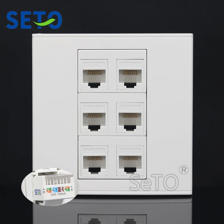 SeTo 86 Тип шесть портов гигабитная сеть RJ45 Cat6 настенная панель розетка Keystone Лицевая