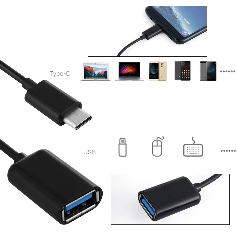 1 шт. OTG usb-адаптер, кабель 3,1 type-C штекер USB 3,0 A Женский конвертер для Macbook Micro USB разъем аксессуары с USB подключением