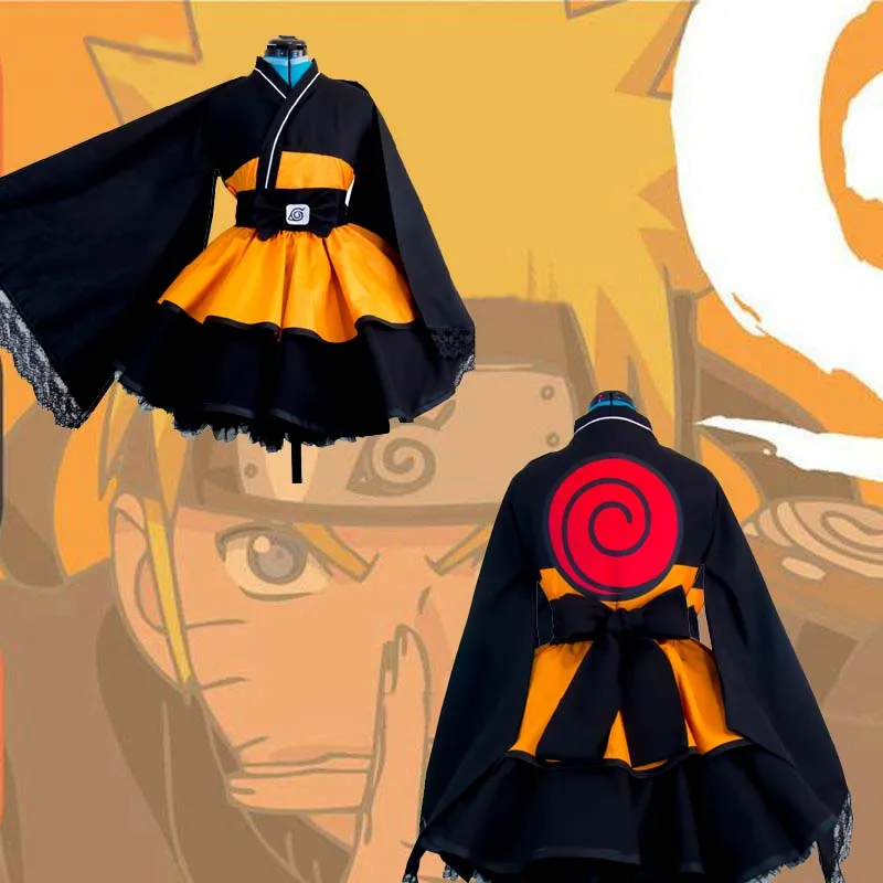 Карнавальный костюм для девочек из аниме Наруто Uzumaki Naruto, одежда Лолиты Uchiha Sasuke, кимоно, платье Акацуки, платье лолиты для женщин