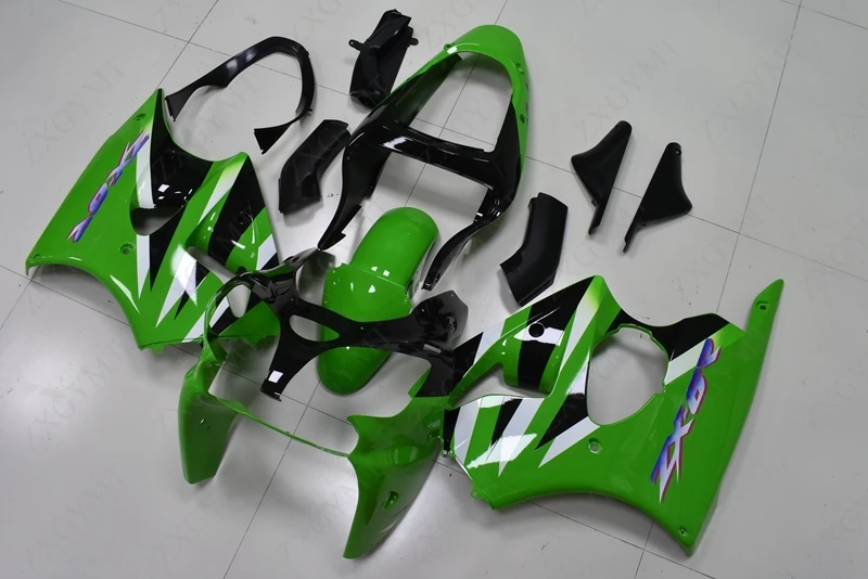 Пластиковые обтекатели для Kawasaki ZX6r 2000 2002 зеленый черный наборы тела 2001