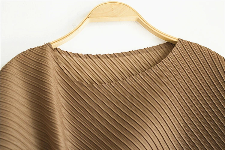 Miyake модное платье на запястье с коротким рукавом, с блестками, с круглым вырезом, со складками, на пуговицах, прямое платье