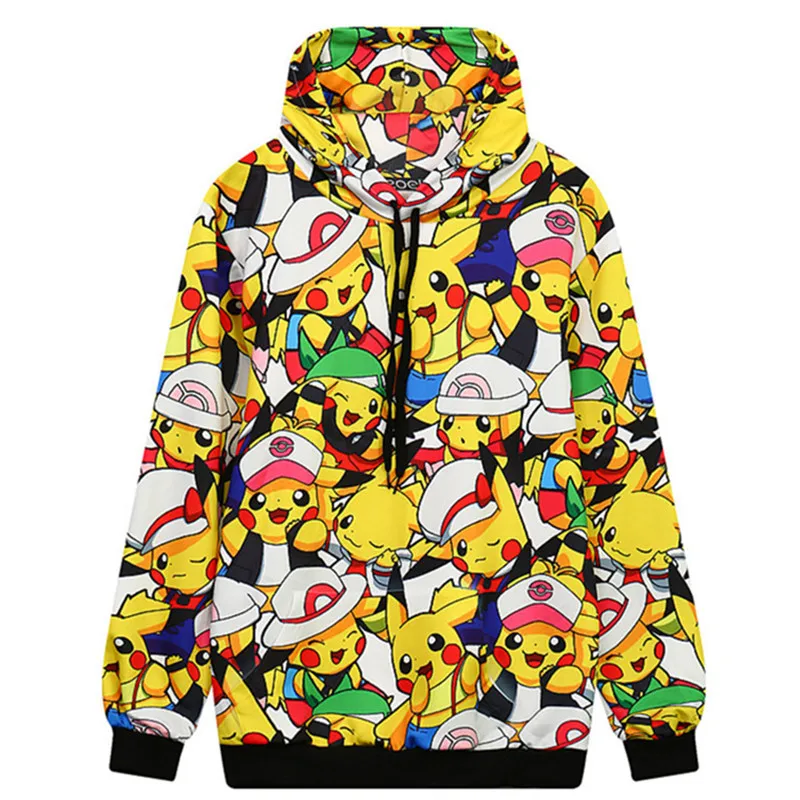Женские толстовки с капюшоном Harajuku Pokemon Pikachu женские и длинными рукавами