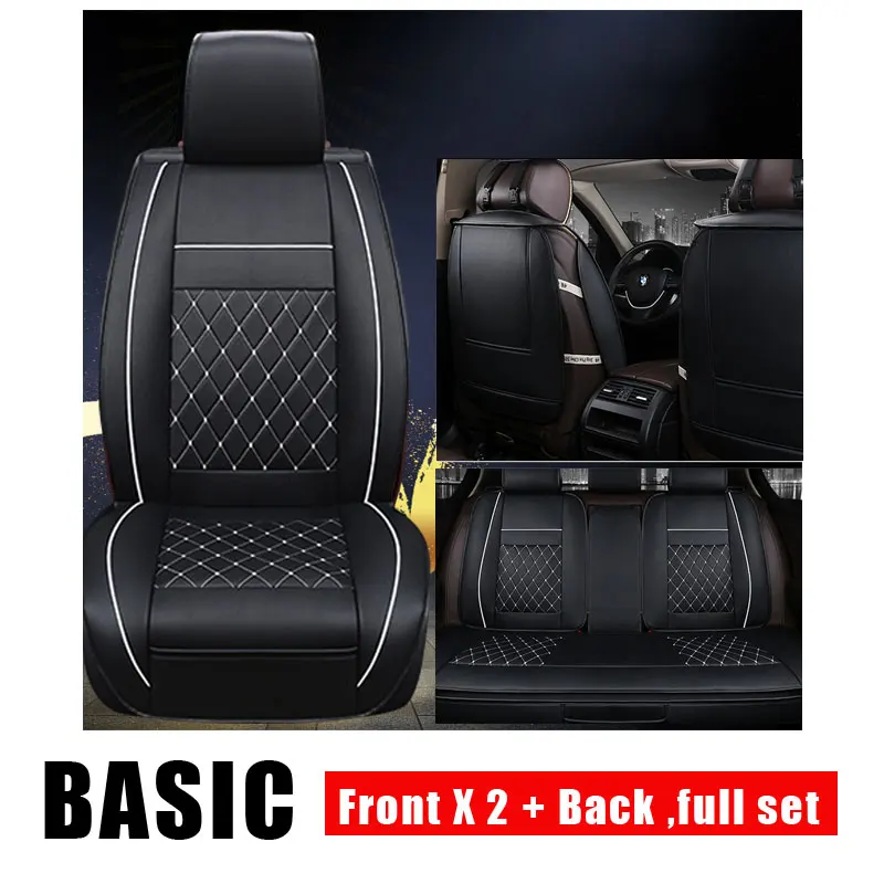 basic front and rear Чехлы для автомобильных сидений из искусственной кожи для mercedes benz E C Viano ML GLK GLA GLE GL CLA CLS S R A B CLK SLK автомобильные аксессуары чехол для автомобильного сиденья - Название цвета: basic front and rear