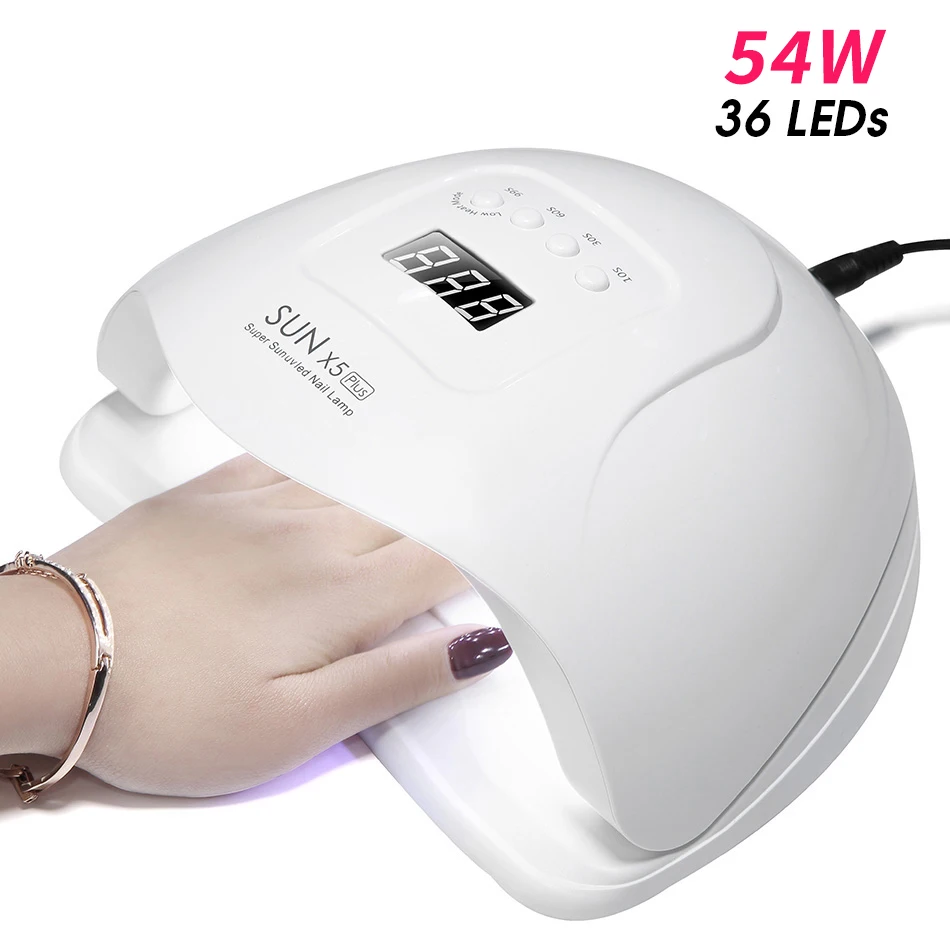 54W Lamp (White) ROHWXY SUN X5 54 Вт ледяная лампа для ногтей Светодиодный УФ-лампа для маникюра с 4 нижними таймером ЖК-дисплей Сушилка для ногтей для всех гель-лаков - Цвет: 54W Lamp (White)