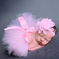 newborn baby tulle tutu skirt photography props bowknot infant girls photo props headband set kids hat photography accessories