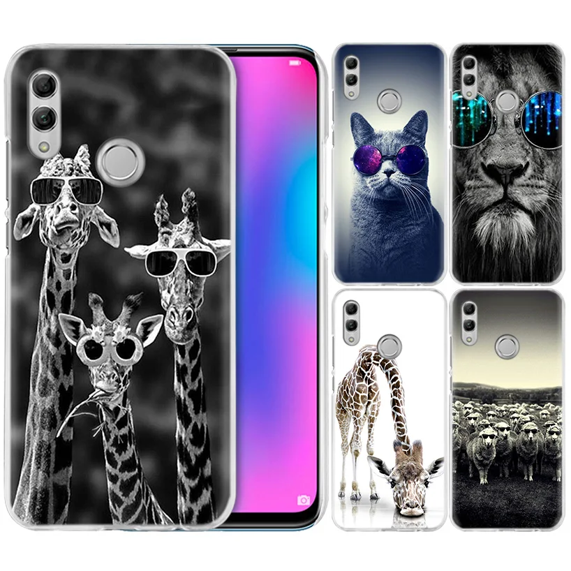 Очки Cat Жираф чехол для huawei Honor 8X Y9 9 10 Lite Play 7C 8C 8S 8A фотоаппаратов моментальной печати 7S 7A Pro V20 20i Y6 Y7 Y5 жесткий чехол из ПК для телефона