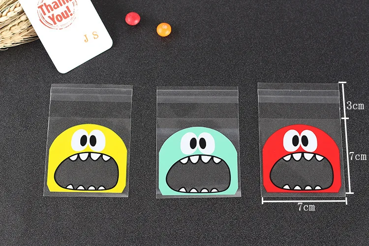 Самоклеящиеся пластиковые пакеты для печенья вечеринки 100 шт./лот 7*7 см 3 цвета|bag