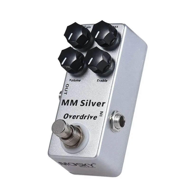 MOSKY MM Silver Electric Guitar Overdrive Effect Pedal Full Metal Shell True Bypass