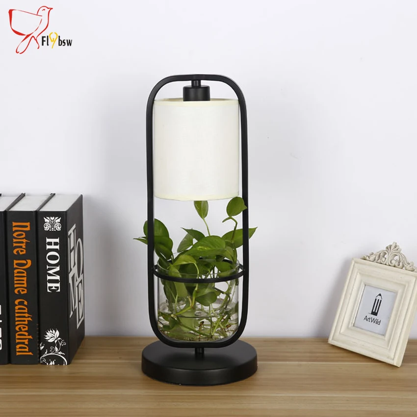 Modern simple Potted Plant table lamp bedroom/retaurant/cafe/bar decorative garden style iron&glass desk | Лампы и освещение
