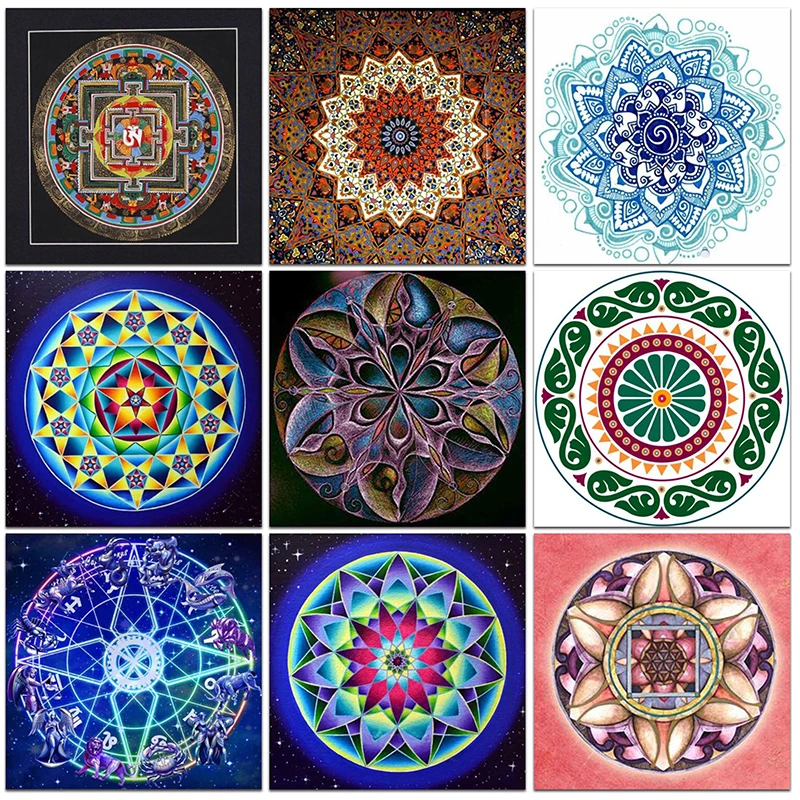 

5D Diy Diamond Painting Mandala Cross Stitch Full Square Rhinestone Picture Diamond Embroidery Patchwork Mosaic Needlework 20x20