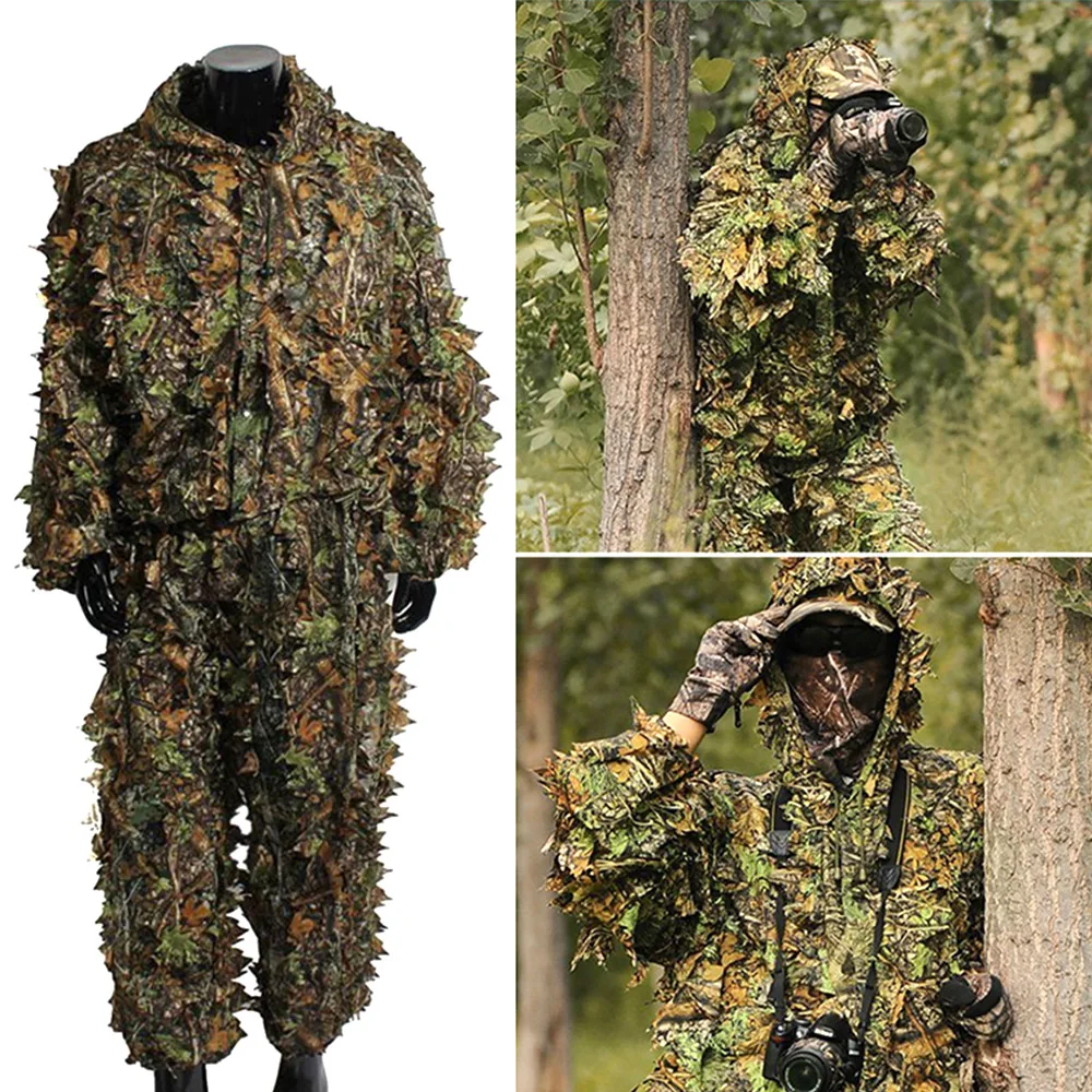 Лесной Камуфляжный костюм Ghillie камуфляжная одежда охотничий олень 3D лист