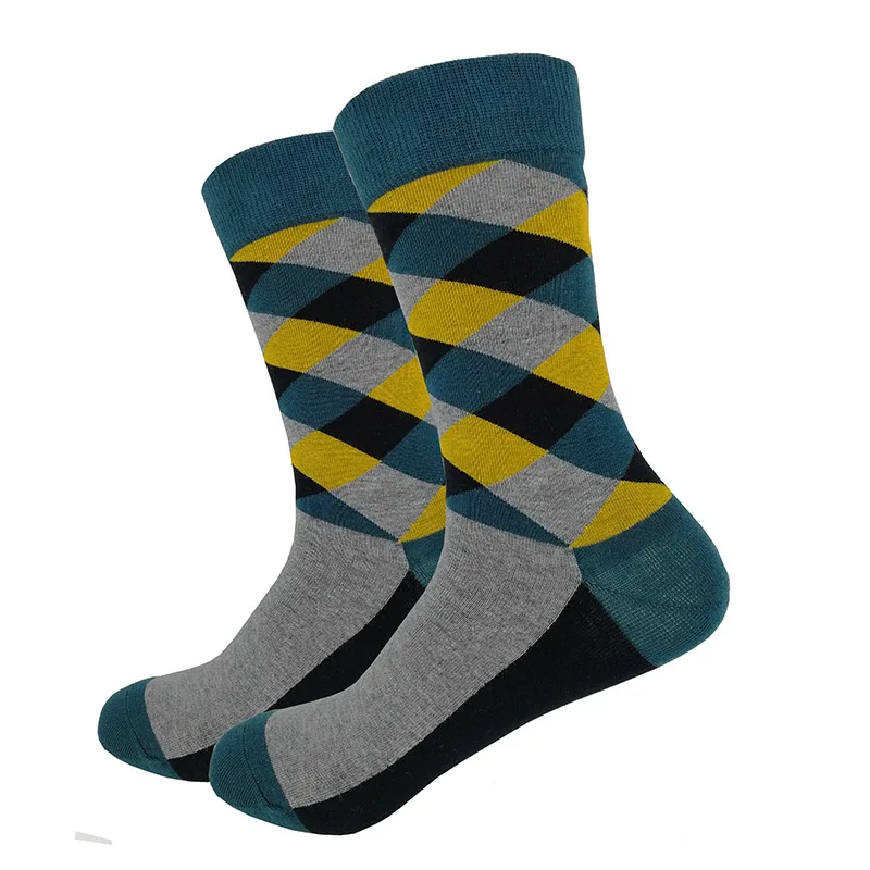 2018 New Arrival Men's filled Optic Puzzle Funny Combed Cotton Socks Casual Colorful Crew Happy Wedding Gift | Мужская одежда