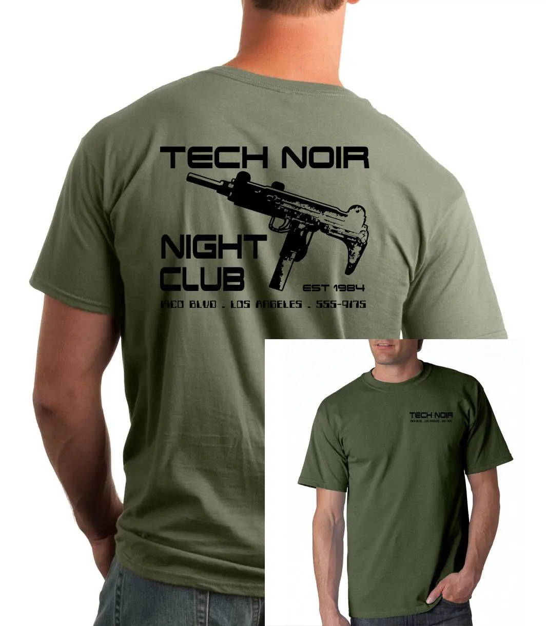 Модная двухсторонняя футболка для ночного клуба Tech Noir 2019 Uzi ретро-футболка в