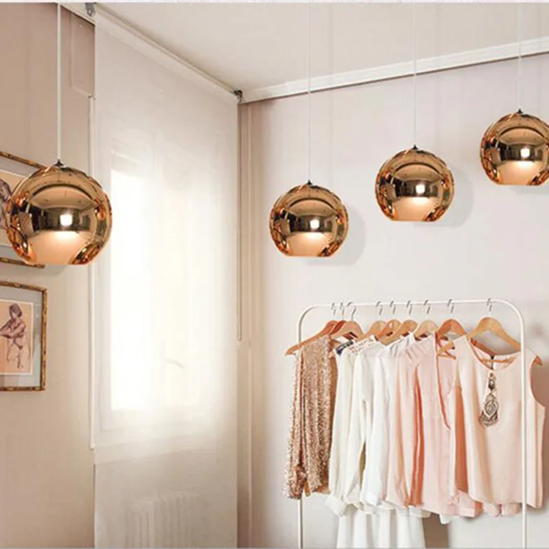 Современный подвесной светильник s Глобус медный стеклянный зеркальный шар