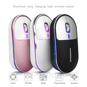 Беспроводная Бесшумная мышь из алюминиевого сплава, 1600 точекдюйм, светодиодная подсветка, перезаряжаемая игровая мышь для Macbook, Lenovo, Asus, Dell, HP, компьютерные мыши