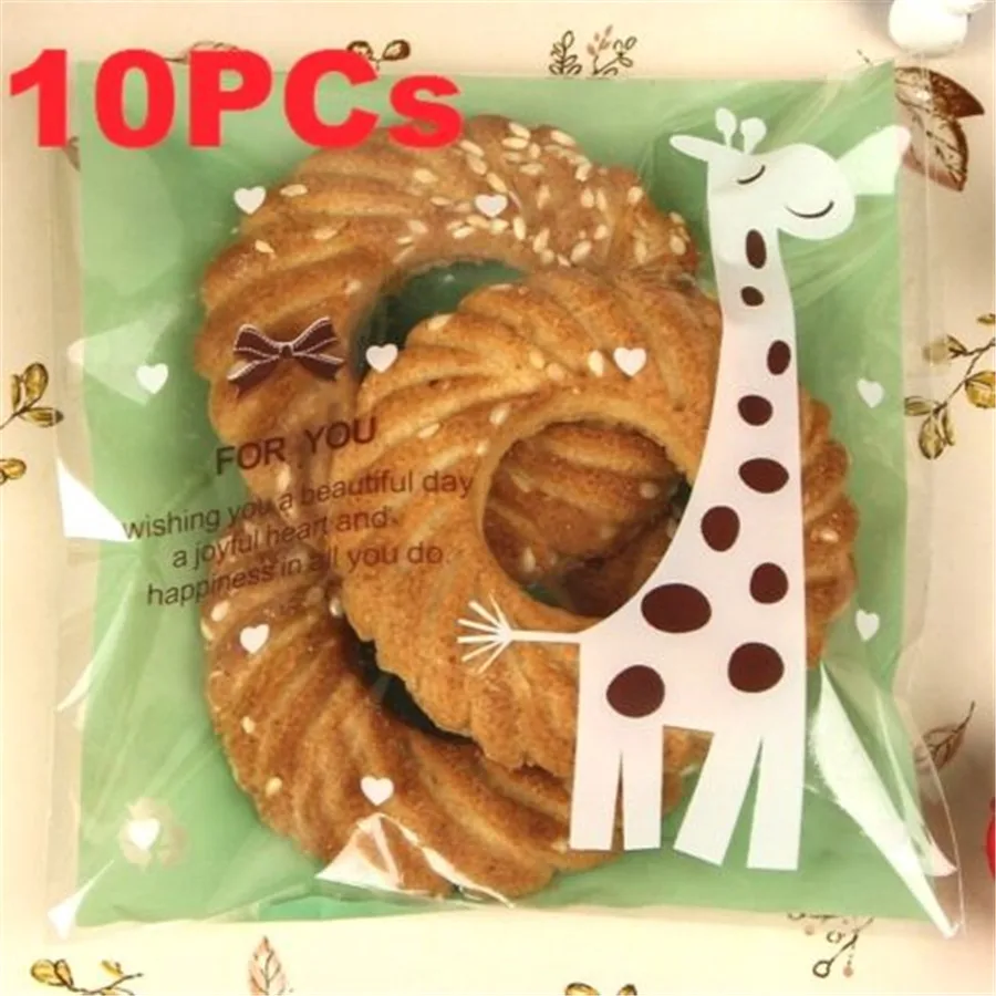 Зеленый жираф Конфеты выпечки печенья Мыло самоклеющиеся декор мешочек 10 шт.|bag