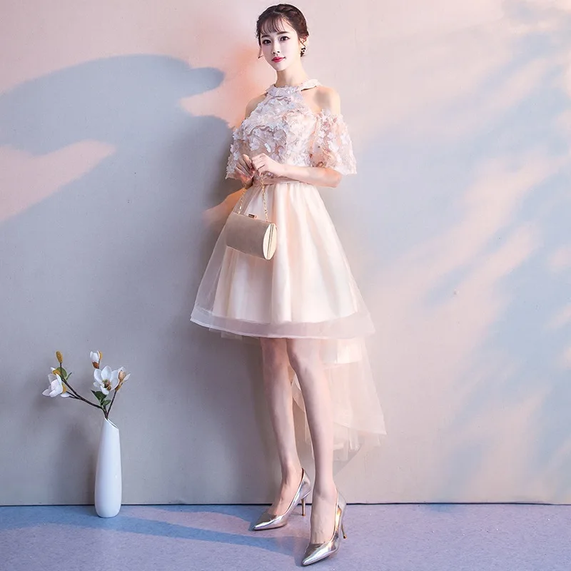 Вечернее платье 2019 Mrs Win вечерние vestido de festa с круглым вырезом короткий рукав