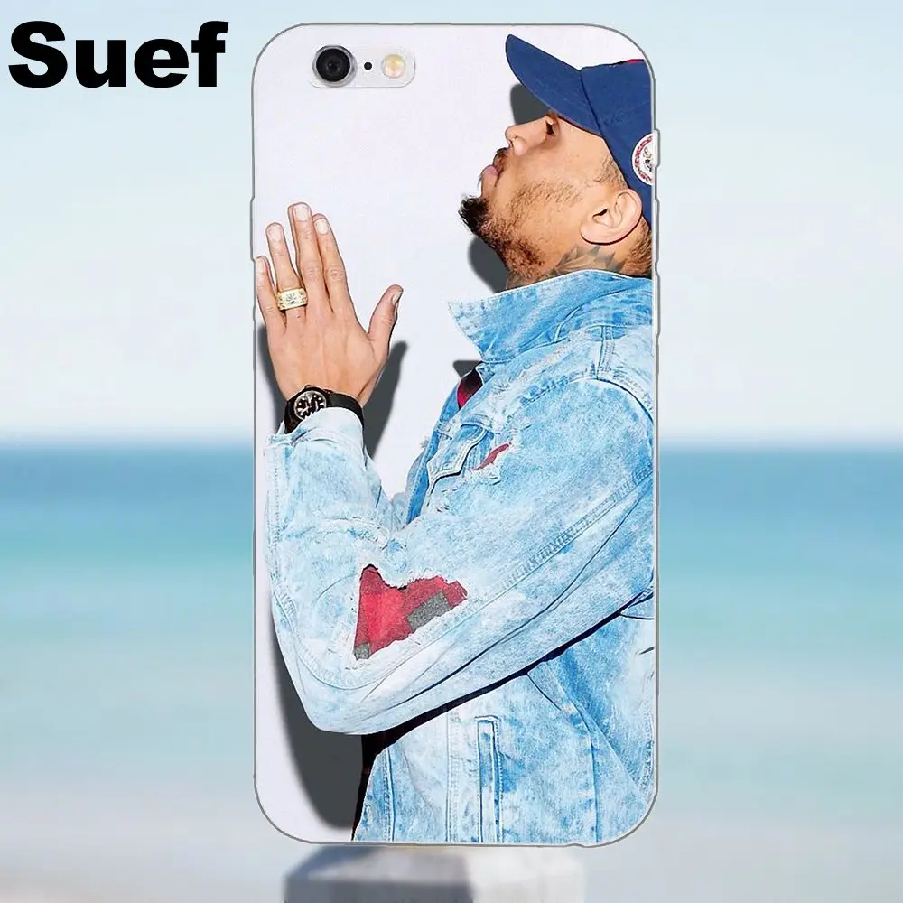 ТПУ мобильный телефон певица Криса коричневый Breezy Rnb для iPhone 4 4S 5 5S 5C SE 6 6S 7 8 Plus X Galaxy