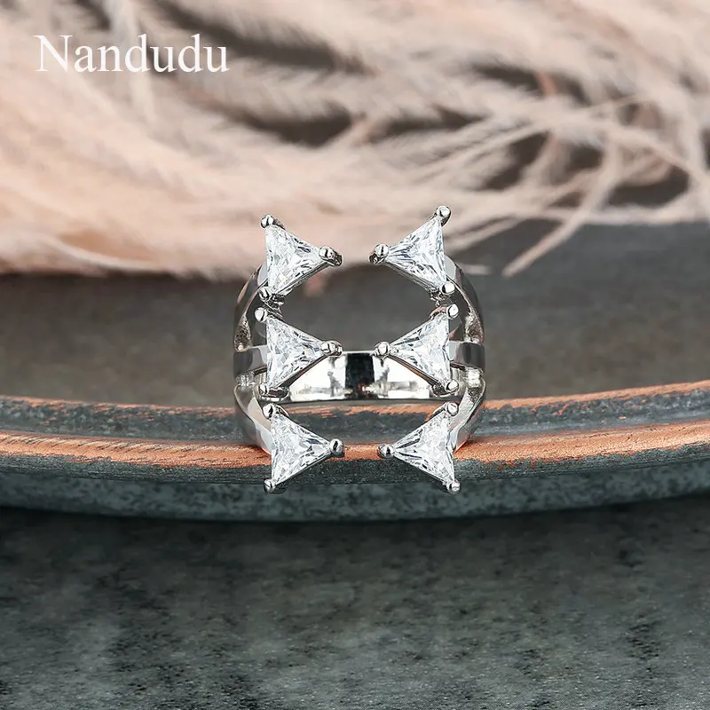 Nandudu новые открытые Каффа с Цирконом кольца для женщин высокого уровня