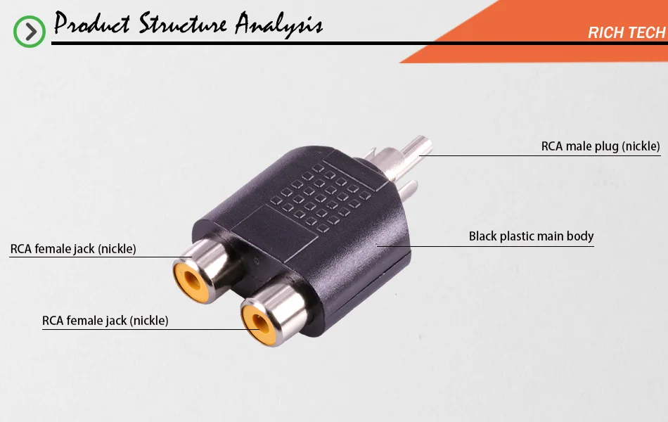 3 шт. RCA коннекторы двойной разъем RCA разъем для RCA переходник никелированные и черный пластик с оригинальной упаковкой