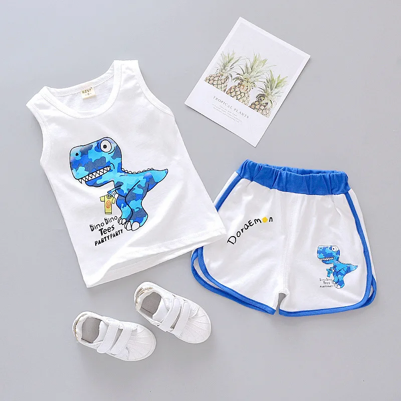 Комплект летней одежды для маленьких мальчиков футболка без рукавов с рисунком