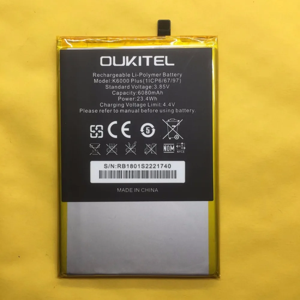 Аккумулятор для мобильного телефона OUKITEL K6000 plus аккумулятор 6080 мАч высокой