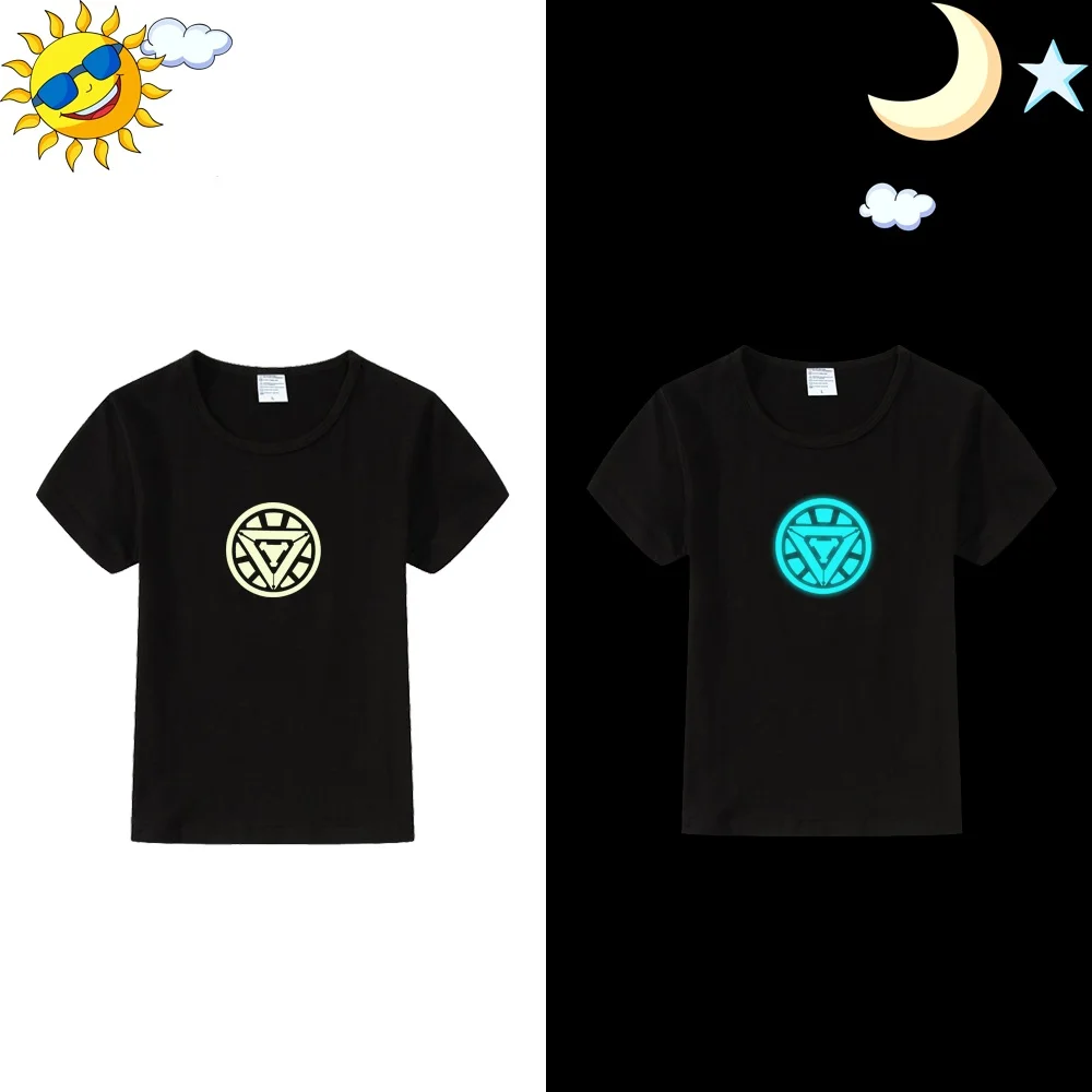 Black Short Sleeve LYTLM/Детский костюм «Железный человек» футболка для девочек с надписью «мстители», «эндгейм», «мстители», светящиеся футболки для мальчиков, Koszulki Meskie, Детская рубашка для девочек - Цвет: Black Short Sleeve